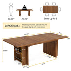 Table de salle à manger de ferme pour 6 personnes, table de cuisine rectangulaire en bois de 160 cm avec rangement