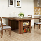 Table de salle à manger de ferme pour 6 personnes, table de cuisine rectangulaire en bois de 160 cm avec rangement