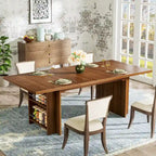 Table de salle à manger de ferme pour 6 personnes, table de cuisine rectangulaire en bois de 160 cm avec rangement