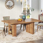 Table de salle à manger de ferme pour 6 personnes, table de cuisine rectangulaire en bois de 160 cm avec rangement