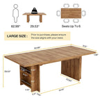 Table de salle à manger de ferme pour 6 personnes, table de cuisine rectangulaire en bois de 160 cm avec rangement