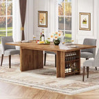 Table de salle à manger de ferme pour 6 personnes, table de cuisine rectangulaire en bois de 160 cm avec rangement