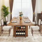 Table de salle à manger de ferme pour 6 personnes, table de cuisine rectangulaire en bois de 160 cm avec rangement