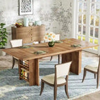 Table de salle à manger de ferme pour 6 personnes, table de cuisine rectangulaire en bois de 160 cm avec rangement