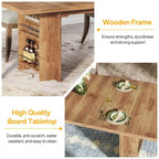 Table de salle à manger de ferme pour 6 personnes, table de cuisine rectangulaire en bois de 160 cm avec rangement