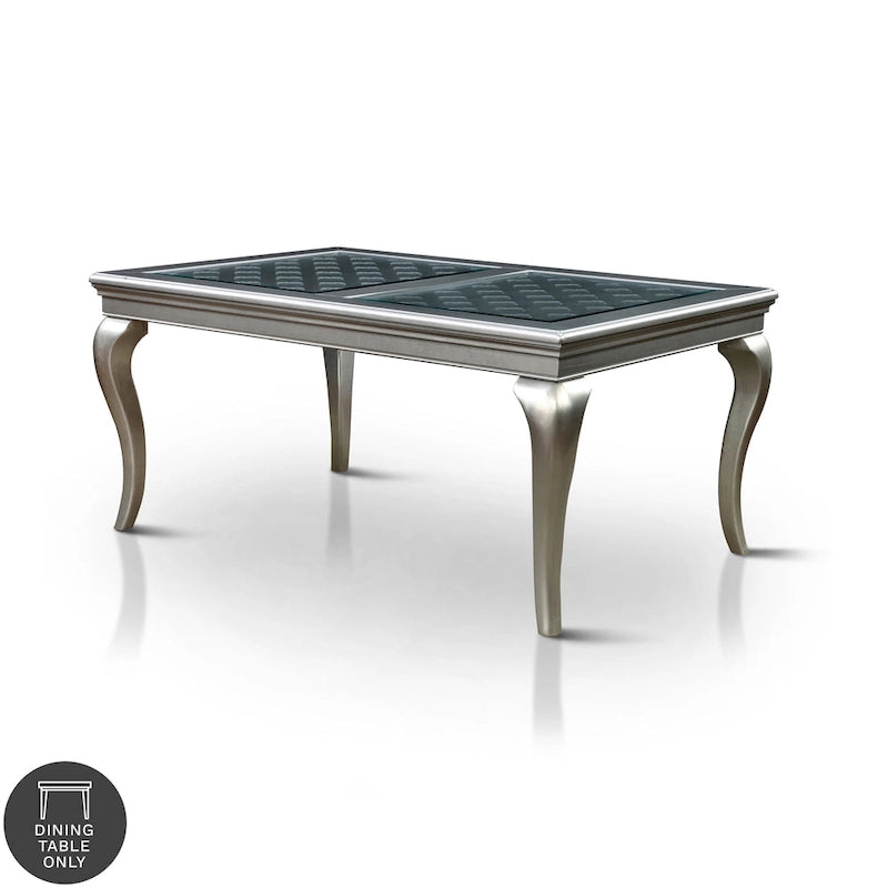 Table de salle à manger en bois avec plateau en verre Tily Glam 66 pouces de Furniture of America