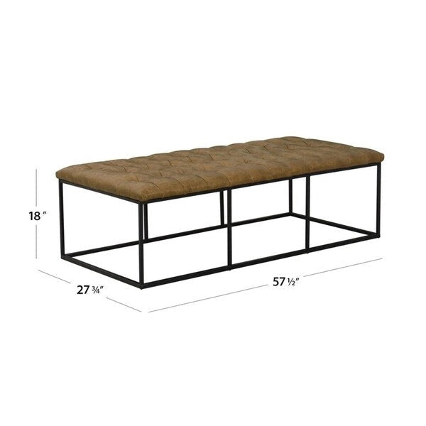 HomePop Draper Light Brown Button-tufted Ottoman