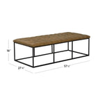 HomePop Draper Light Brown Button-tufted Ottoman
