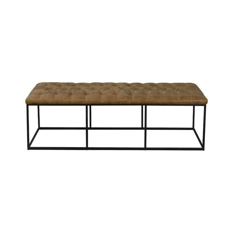 HomePop Draper Light Brown Button-tufted Ottoman