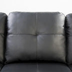 Canapé d'angle en similicuir avec pouf et 2 oreillers