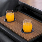 Canapé d'angle en similicuir avec pouf et 2 oreillers