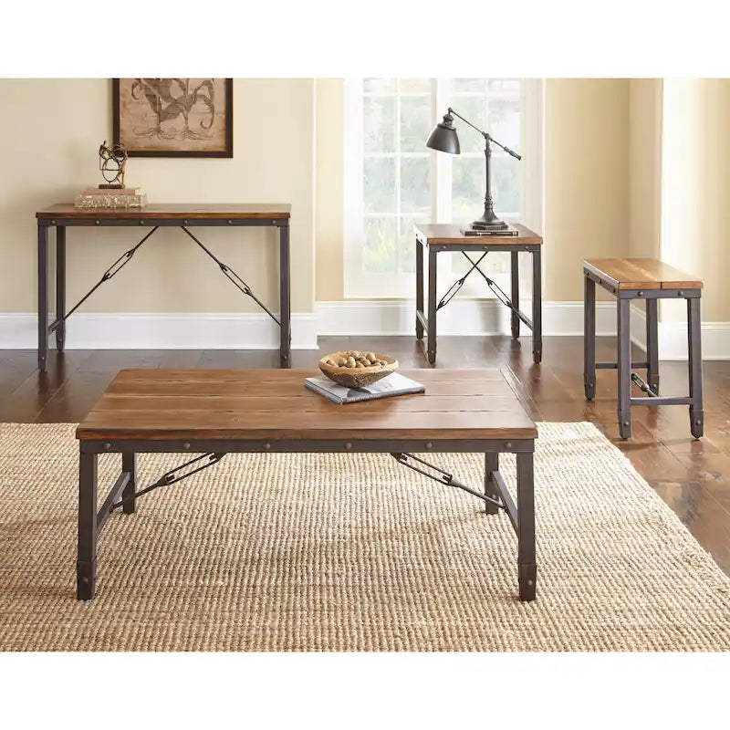 Steve Silver Gatling Natural Industrial Chairside Table