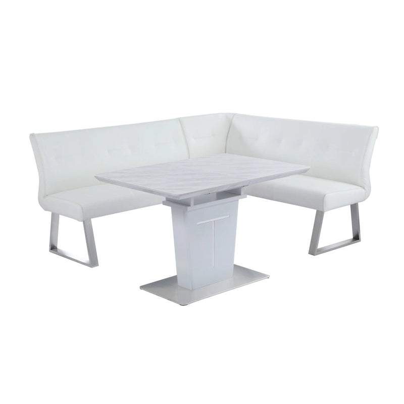 Somette Amelia Marbleized Melamine Dining Set with Nook and Bench