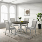 Roundhill Furniture Iris 5-Piece Dining Set, Weathered White and Gray