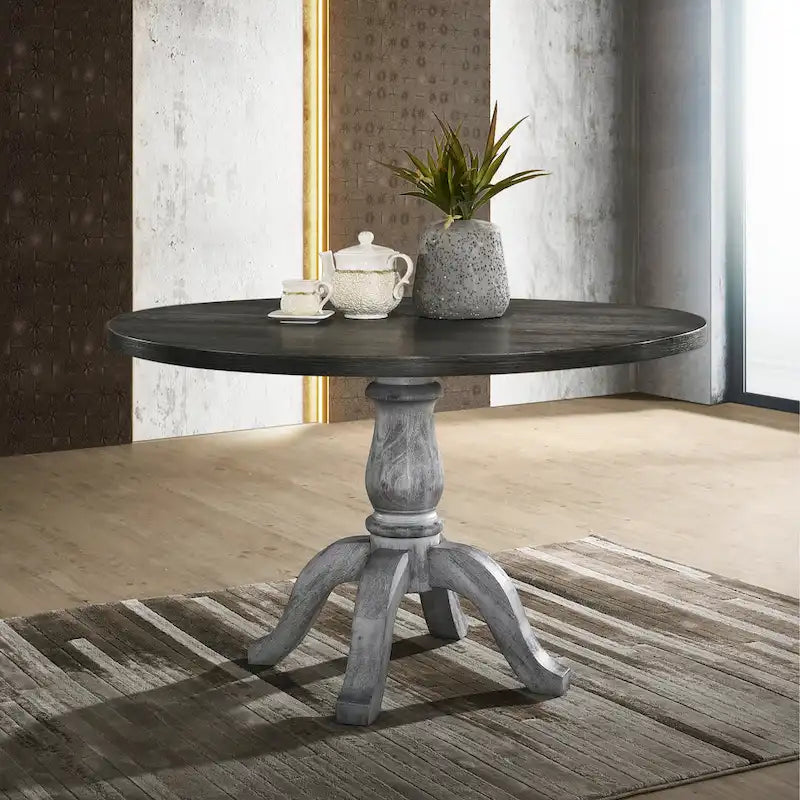 Ensemble de salle à manger 5 pièces Iris de Roundhill Furniture, blanc vieilli et gris