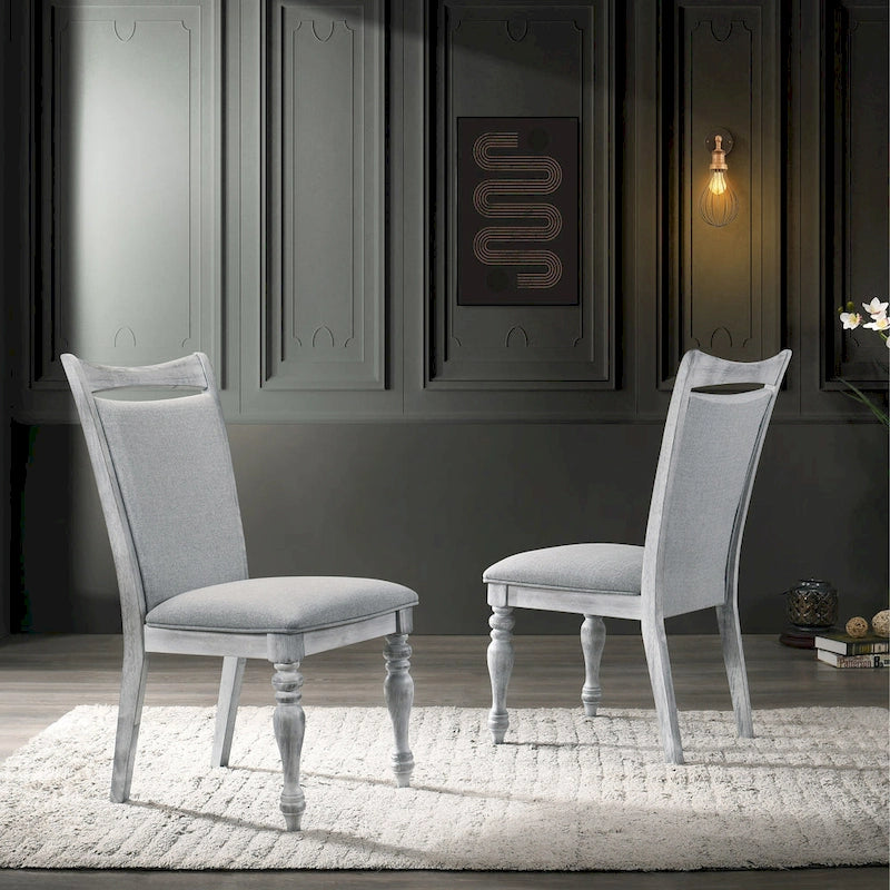 Ensemble de salle à manger 5 pièces Iris de Roundhill Furniture, blanc vieilli et gris