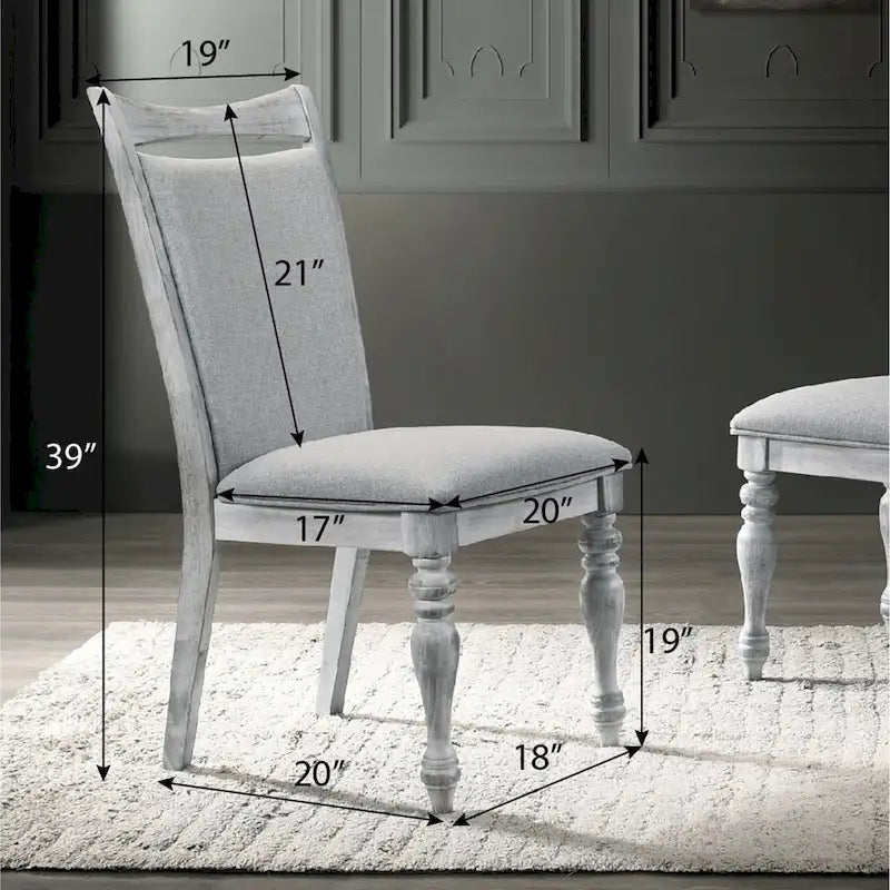 Ensemble de salle à manger 5 pièces Iris de Roundhill Furniture, blanc vieilli et gris