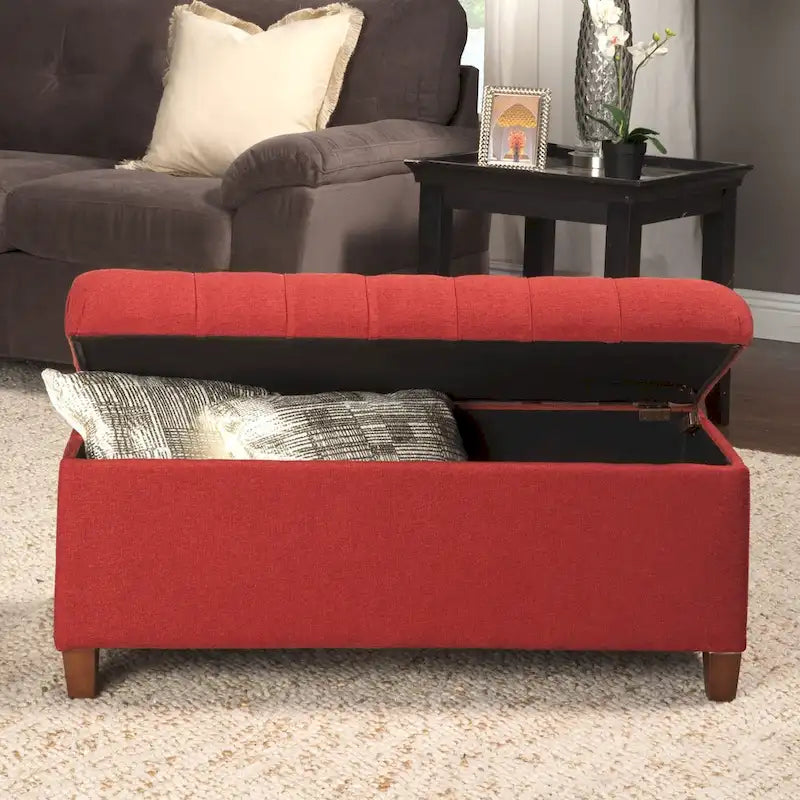 Copper Grove Bresse Button-tufted Cranberry Storage Bench