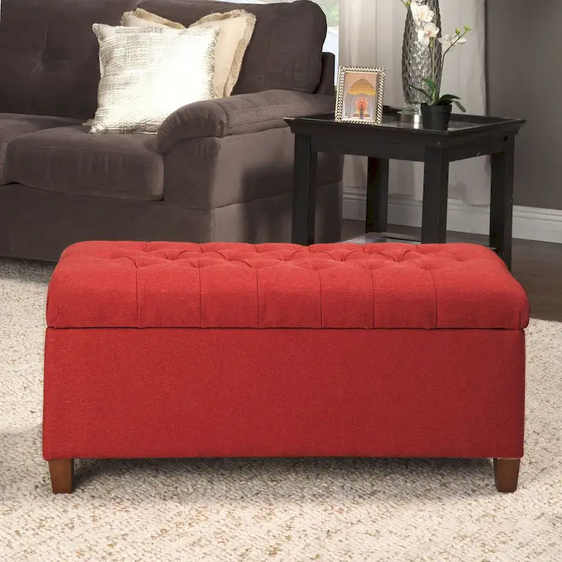 Copper Grove Bresse Button-tufted Cranberry Storage Bench