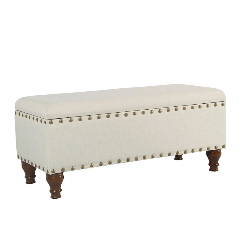 Banc de rangement capitonné en lin Raush Copper Grove