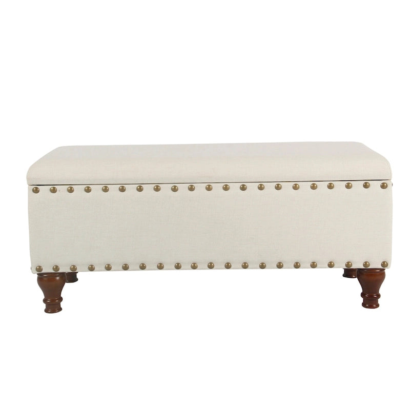 Banc de rangement capitonné en lin Raush Copper Grove