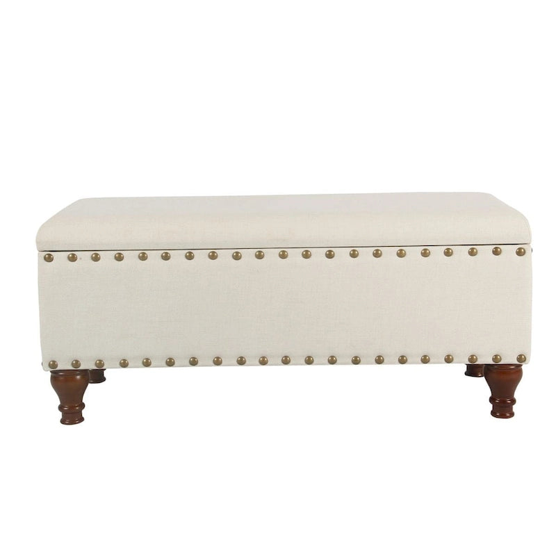 Banc de rangement capitonné en lin Raush Copper Grove