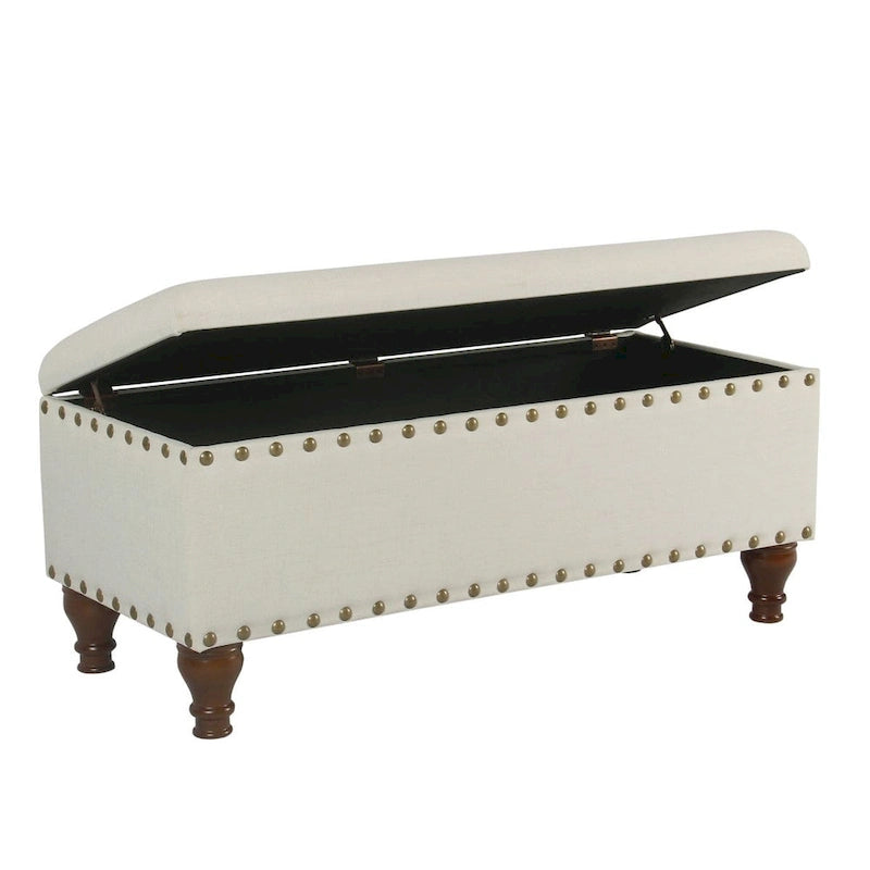 Banc de rangement capitonné en lin Raush Copper Grove