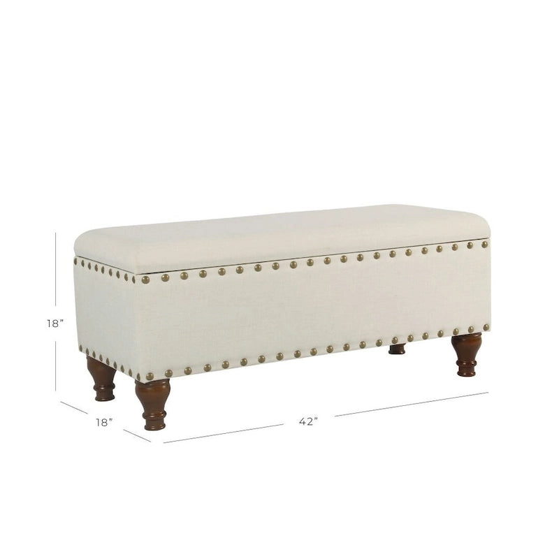 Banc de rangement capitonné en lin Raush Copper Grove