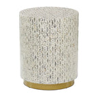 Table d'appoint en nacre avec base dorée et motifs géométriques - Blanc, Gris ou Noir - Roche River Decor