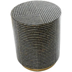 Table d'appoint en nacre avec base dorée et motifs géométriques - Blanc, Gris ou Noir - Roche River Decor