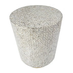 Table d'appoint en nacre avec base dorée et motifs géométriques - Blanc, Gris ou Noir - Roche River Decor