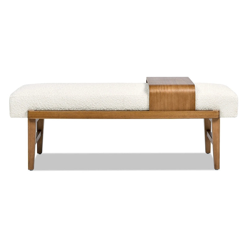 Billie 52 Boucle Faux Sherpa Modern Telephone Bench with Sliding Shelf