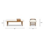 Billie 52 Boucle Faux Sherpa Modern Telephone Bench with Sliding Shelf
