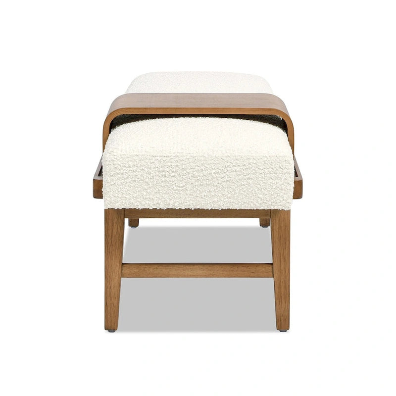Billie 52 Boucle Faux Sherpa Modern Telephone Bench with Sliding Shelf