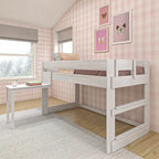 Max and Lily Farmhouse Twin-Size Low Loft with Hook-on Desk