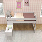 Max and Lily Farmhouse Twin-Size Low Loft with Hook-on Desk