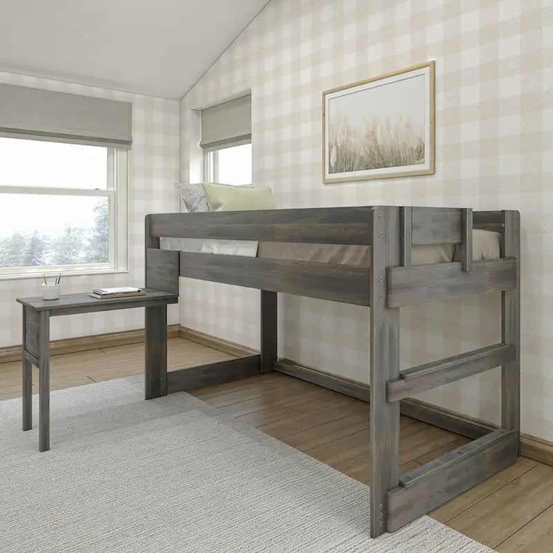 Max and Lily Farmhouse Twin-Size Low Loft with Hook-on Desk