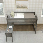 Max and Lily Farmhouse Twin-Size Low Loft with Hook-on Desk