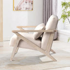 Fauteuil d'appoint en bois massif rembourré