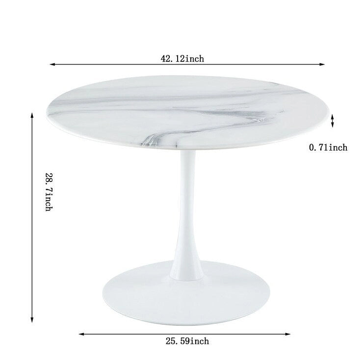 42.1 Table à manger Tulip avec plateau rond en marbre pour 4 à 6 personnes