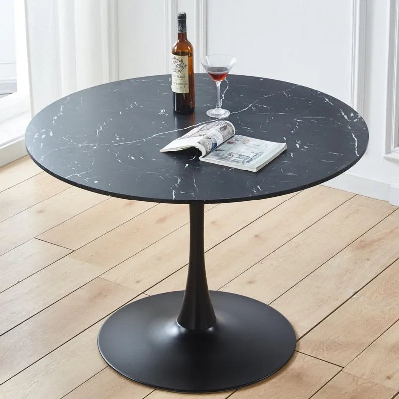 42.1 Table à manger Tulip avec plateau rond en marbre pour 4 à 6 personnes