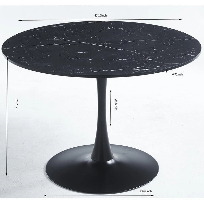 42.1 Table à manger Tulip avec plateau rond en marbre pour 4 à 6 personnes