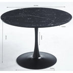 42.1 Table à manger Tulip avec plateau rond en marbre pour 4 à 6 personnes