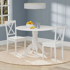 3-Piece Dining Set, 42 Round Drop-Leaf Table and X-Back Chairs