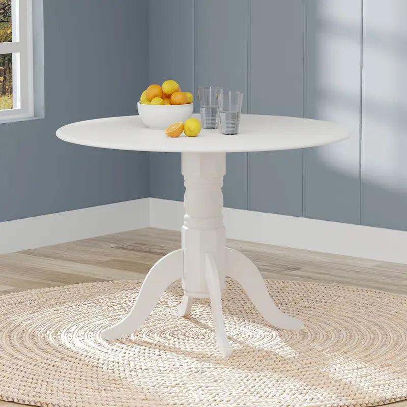3-Piece Dining Set, 42 Round Drop-Leaf Table and X-Back Chairs
