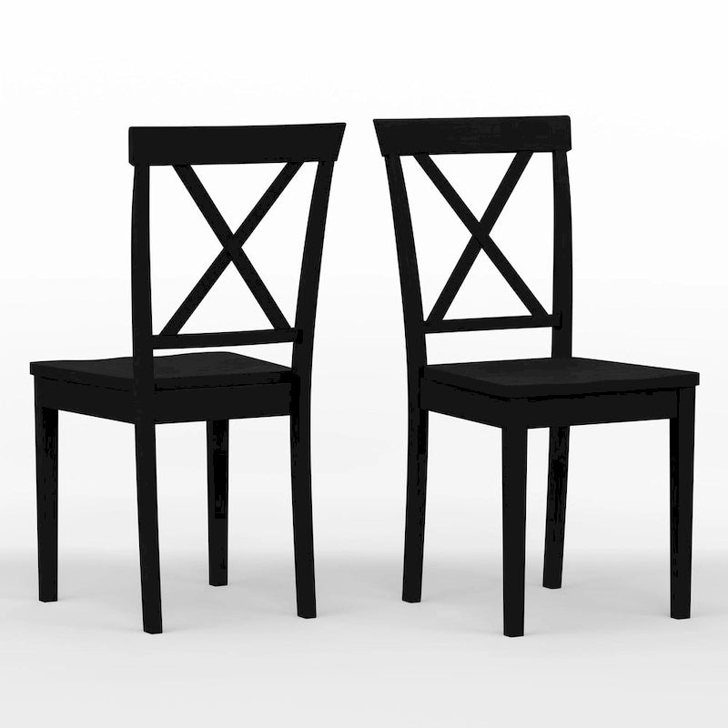 3-Piece Dining Set, 42 Round Drop-Leaf Table and X-Back Chairs