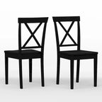 3-Piece Dining Set, 42 Round Drop-Leaf Table and X-Back Chairs