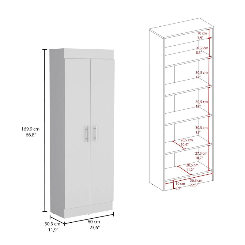 Nepal Pantry Cabinet, Space-Efficient 2-Door Design