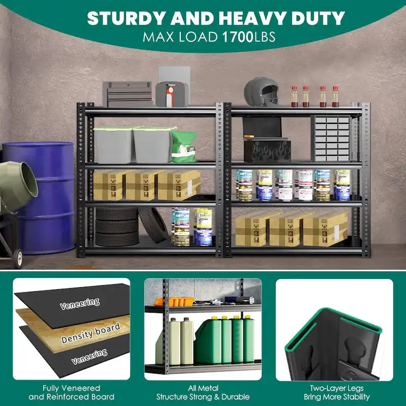 DoCred Metal Shelving Unit, Heavy Duty Garage Storage Rack, 3Pack
