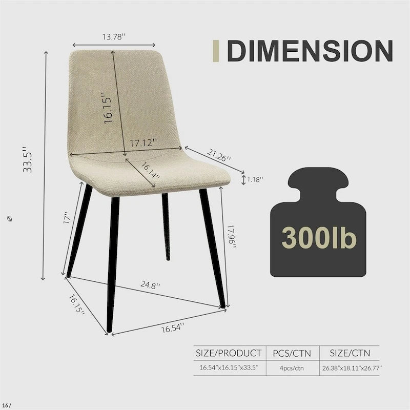 Modern Upholstered Dining Accent Chairs (Set of 4)